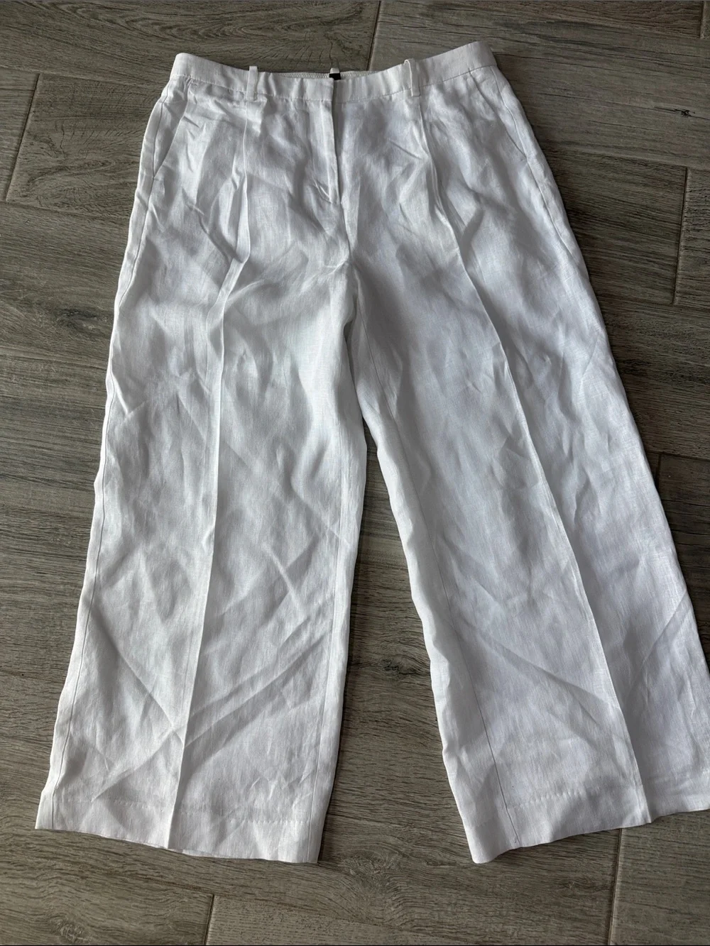 J. Crew Essential Wide-Leg 100% Linen-Blend Pants in White